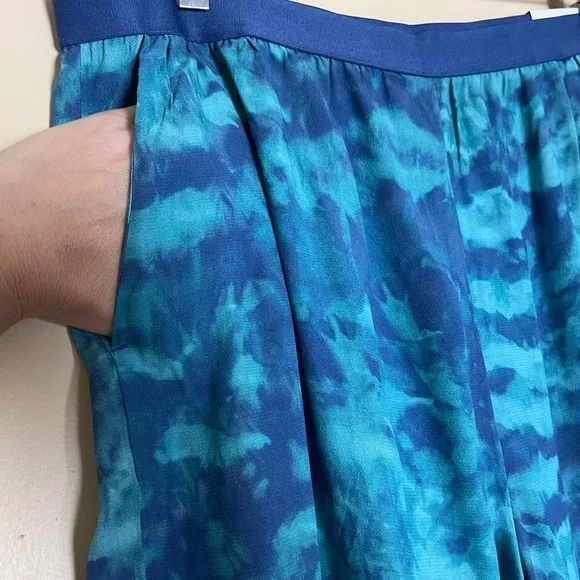 Soft Surroundings Wide Leg Pull on Pants Large Blue Tie Dye Beach Vacation NEW - Picture 7 of 12